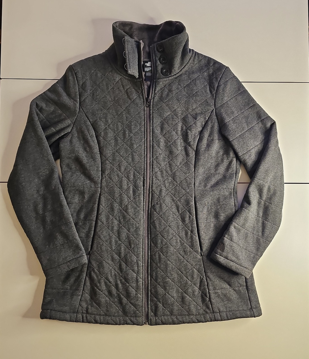 The North Face Caroluna Jacket Womens XL Gray Quilted Fleece Lined Full Zip